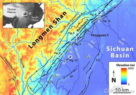A map included in a July 2007 study shows active fault lines in the region where a devastating earthquake struck China's Sichuan Province on May 12, 2008. In the study, researchers warned—with what now seems like eerie foresight—that the Beichuan reg