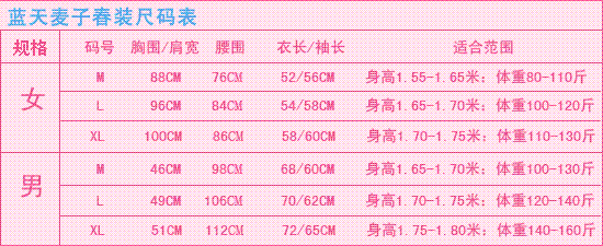 藍天麥子情侶裝大小碼