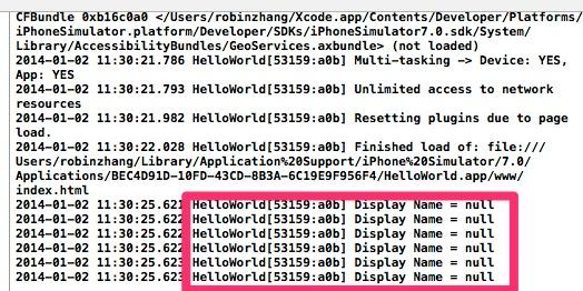 output console of Xcode