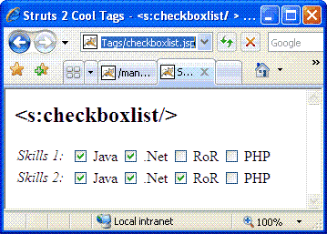 checkboxlist.jsp頁面