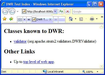 DWR Servlet默認輸出頁面